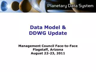 Data Model &amp; DDWG Update