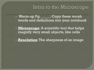 Intro to the Microscope