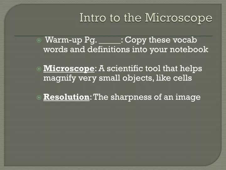 intro to the microscope