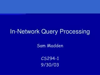 In-Network Query Processing