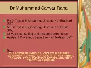 Dr Muhammad Sarwar Rana