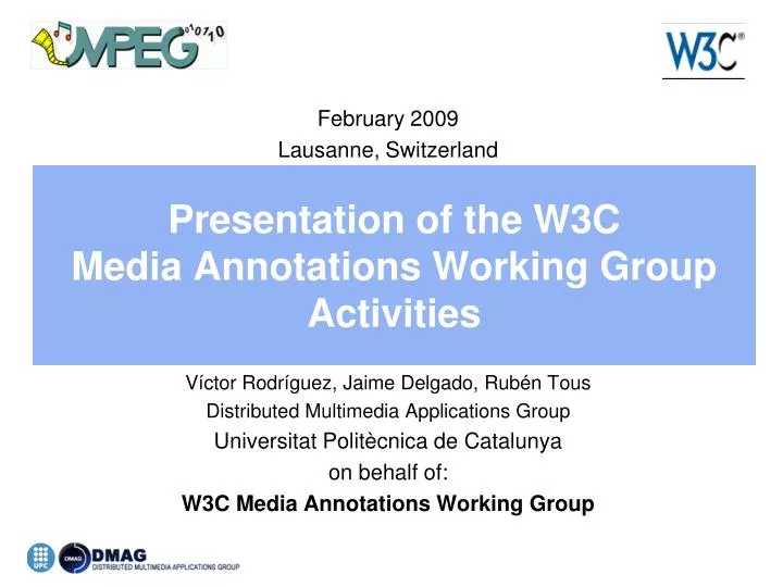 presentation of the w3c media annotations working group activities