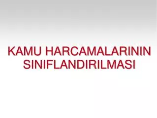 kamu harcamalarinin siniflandirilmasi