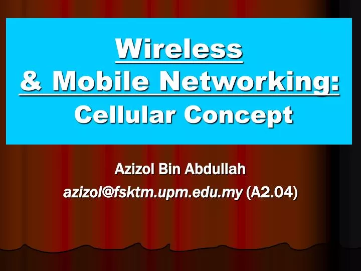 wireless mobile networking cellular concept
