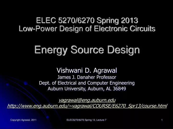 elec 5270 6270 spring 2013 low power design of electronic circuits energy source design