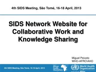 SIDS Network Website for Collaborative Work and Knowledge Sharing