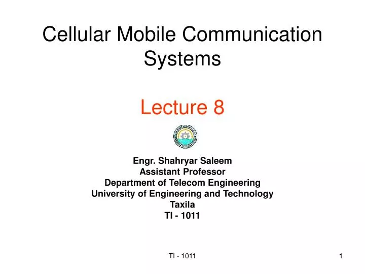 cellular mobile communication systems lecture 8
