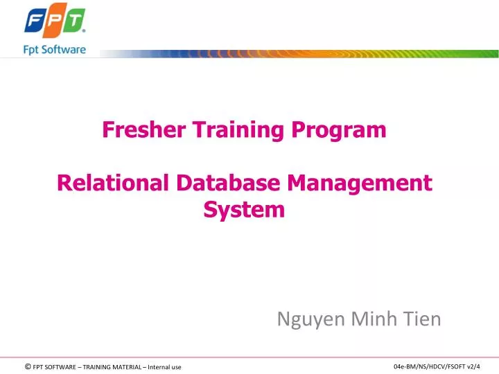 fresher training program relational database management system