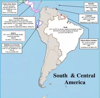 Jamaica 43% (n=6) self-poisoning deaths caused by pesticides 1980-99 Escoffery et al (2004) [32]