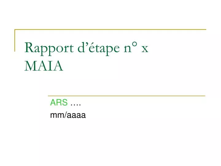 rapport d tape n x maia
