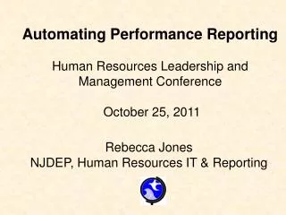 Rebecca Jones NJDEP, Human Resources IT &amp; Reporting