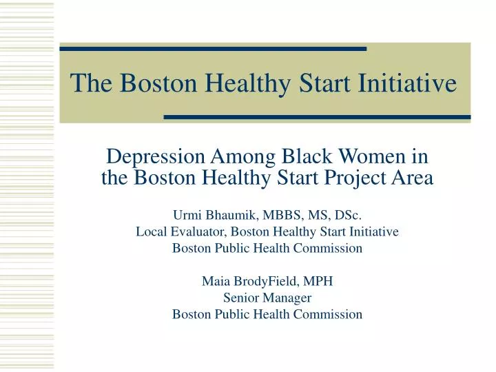 the boston healthy start initiative