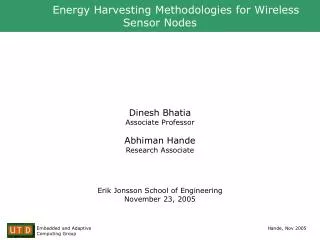 Energy Harvesting Methodologies for Wireless Sensor Nodes
