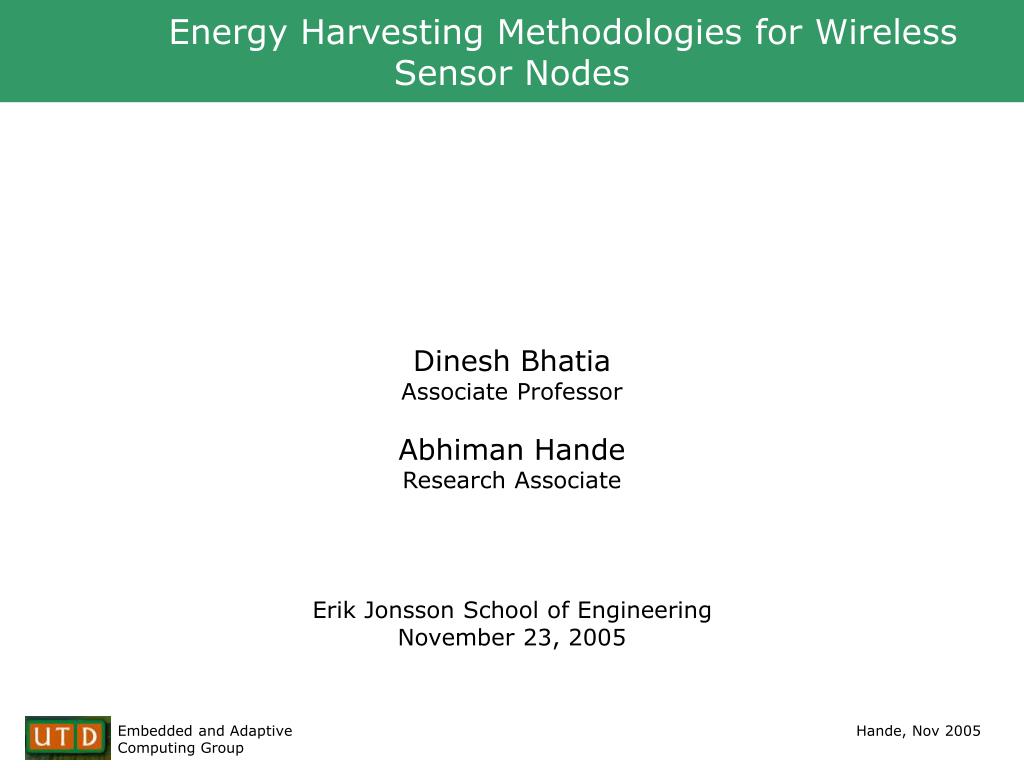PPT - Energy Harvesting Methodologies for Wireless Sensor Nodes ...
