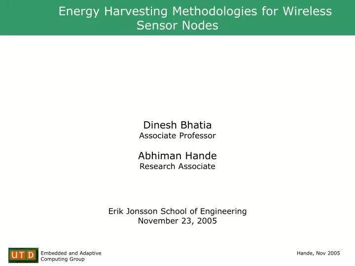 energy harvesting methodologies for wireless sensor nodes