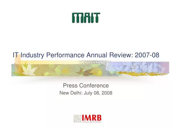 it industry performance annual review 2007 08