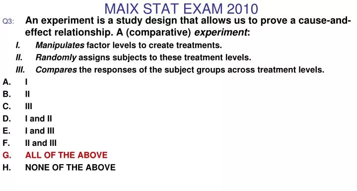 maix stat exam 2010