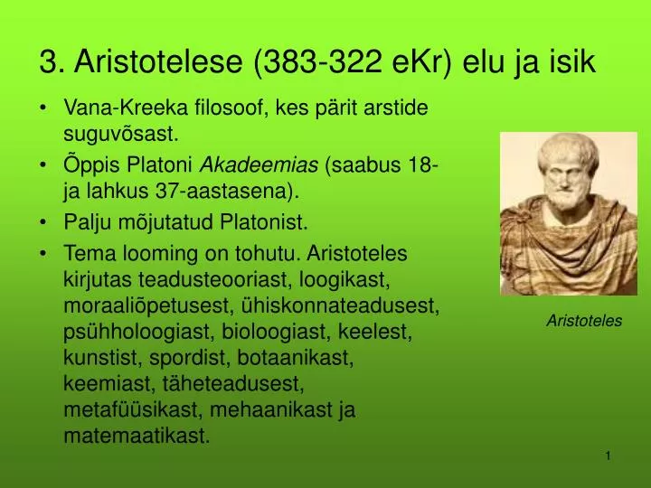 3 aristotelese 383 322 ekr elu ja isik