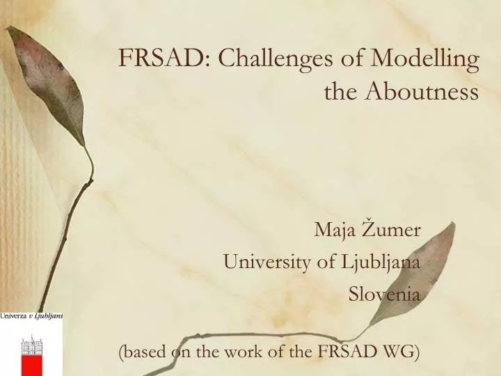 frsad challenges of modelling the aboutness