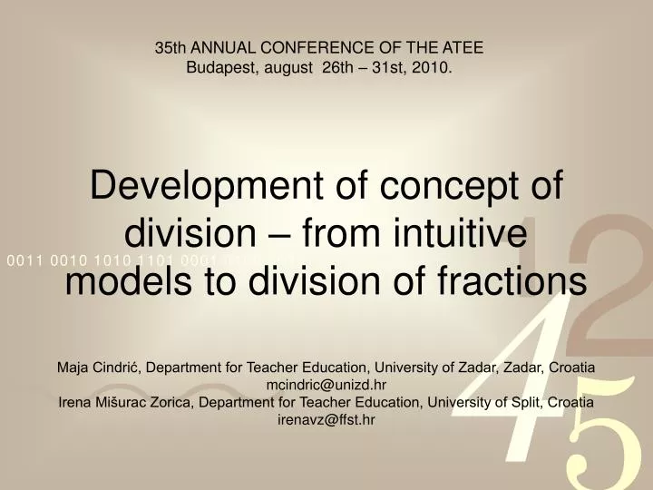 development of concept of division from intuitive models to division of fractions
