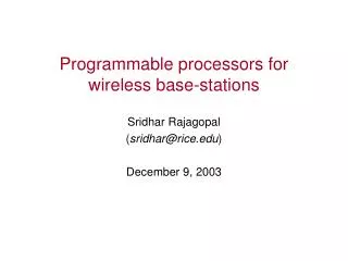 Programmable processors for wireless base-stations
