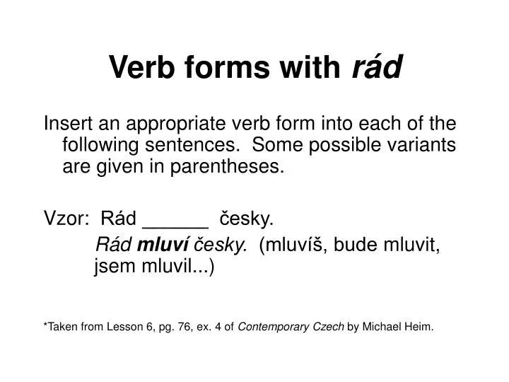 verb forms with r d