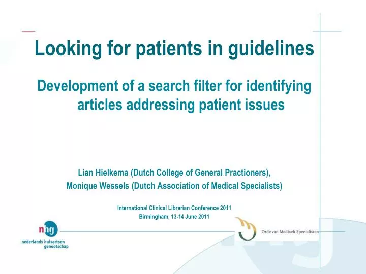 looking for patients in guidelines