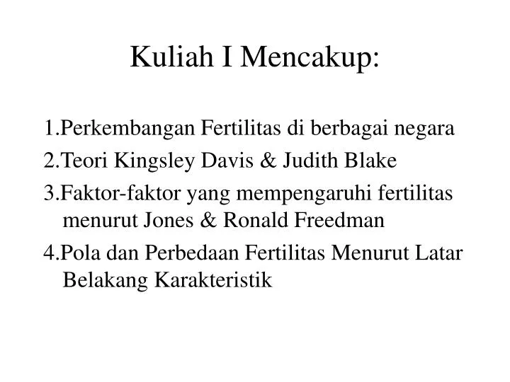 kuliah i mencakup