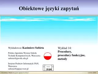 obiektowe j zyki zapyta