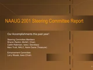 NAAUG 2001 Steering Committee Report