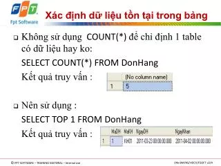 x c nh d li u t n t i trong b ng