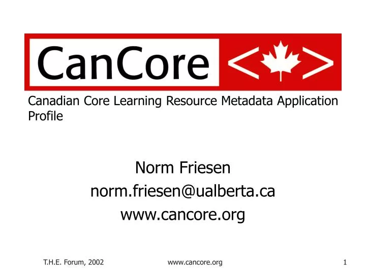 canadian core learning resource metadata application profile