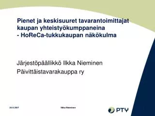 Järjestöpäällikkö Ilkka Nieminen Päivittäistavarakauppa ry
