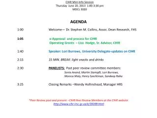 CIHR Mini-Info Session Thursday June 20, 2013 1:00-3:30 pm MDCL 3020