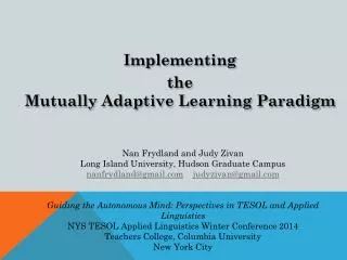 Implementing the Mutually Adaptive Learning Paradigm