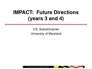 IMPACT: Future Directions (years 3 and 4)