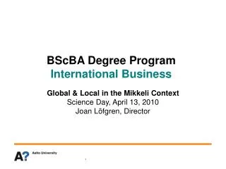 BScBA Degree Program International Business