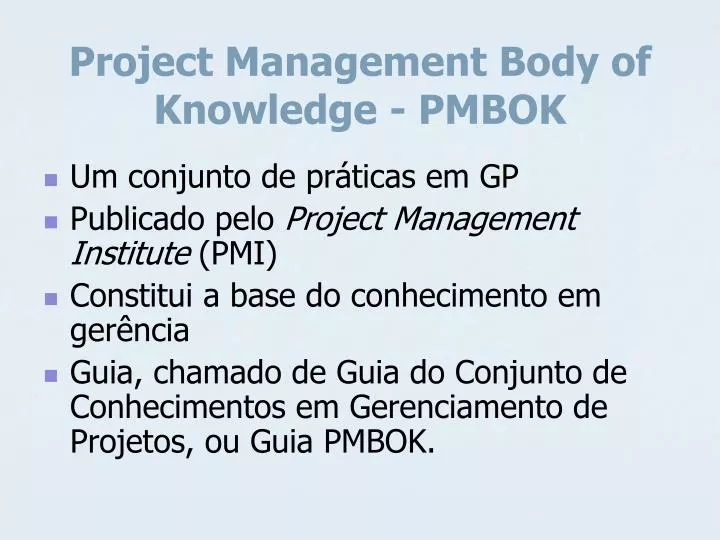 project management body of knowledge pmbok