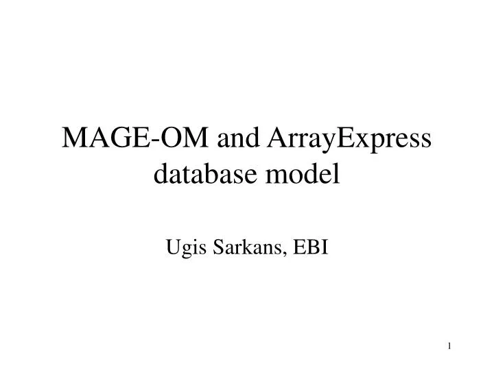 mage om and arrayexpress database model