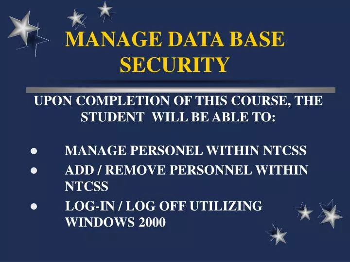 manage data base security