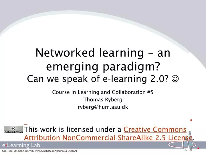 networked learning an emerging paradigm can we speak of e learning 2 0