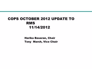 COPS OCTOBER 2012 UPDATE TO 			RMS 	 11/14/2012