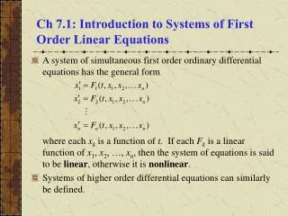 ch 7 1 introduction to systems of first order linear equations