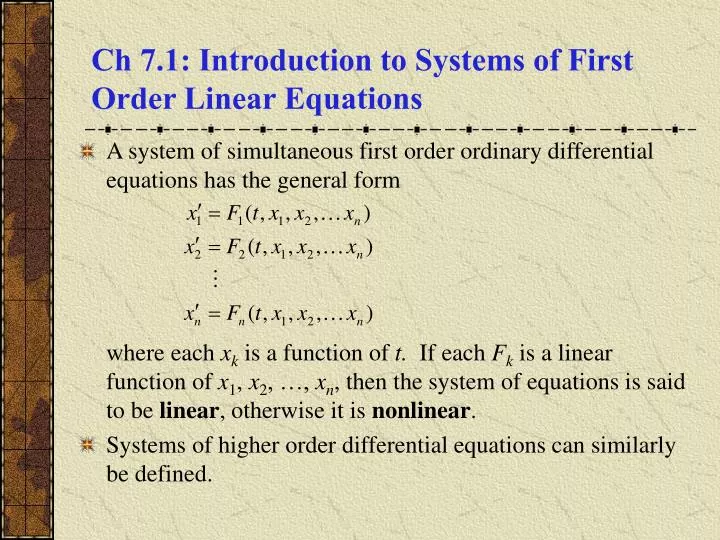 ch 7 1 introduction to systems of first order linear equations