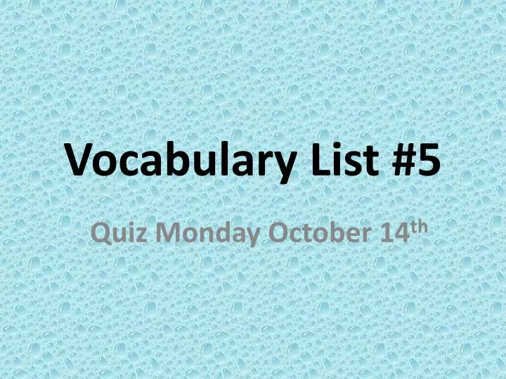 vocabulary list 5