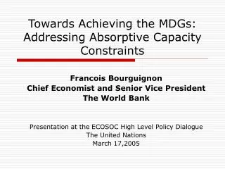 Towards Achieving the MDGs: Addressing Absorptive Capacity Constraints