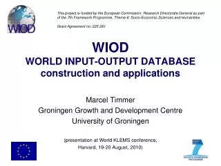 WIOD WORLD INPUT-OUTPUT DATABASE construction and applications