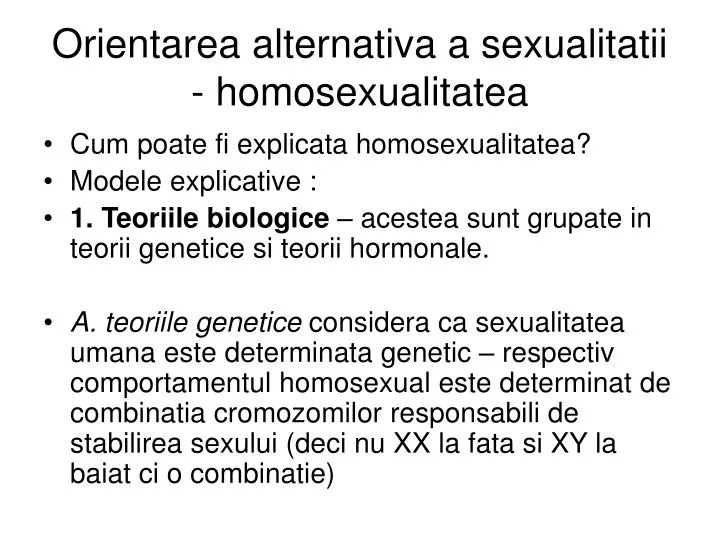 orientarea alternativa a sexualitatii homosexualitatea