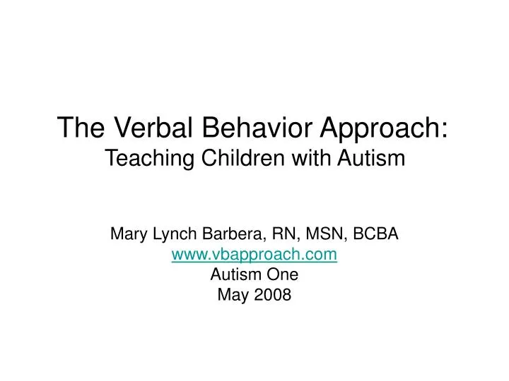the verbal behavior approach teaching children with autism