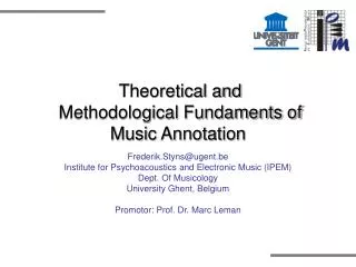Theoretical and Methodological Fundaments of Music Annotation